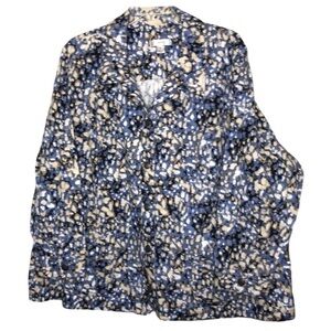 CJ BANKS - 100% Cotton Blue, Tan, Cream & White Button Front Jacket - Size 5X